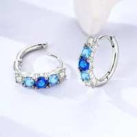 MULA Boucles d'oreilles papillon en argent sterling 925 plaqué platine classique avec zirconium bleu Boucles d'oreilles créoles pour femmes Fête Bijoux fins