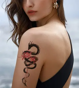 Дизайн дракона под заказ ваше произведение бренда cmyk цвет постоянный сок мужчина женщина поддельная Реалистичная временная татуировка