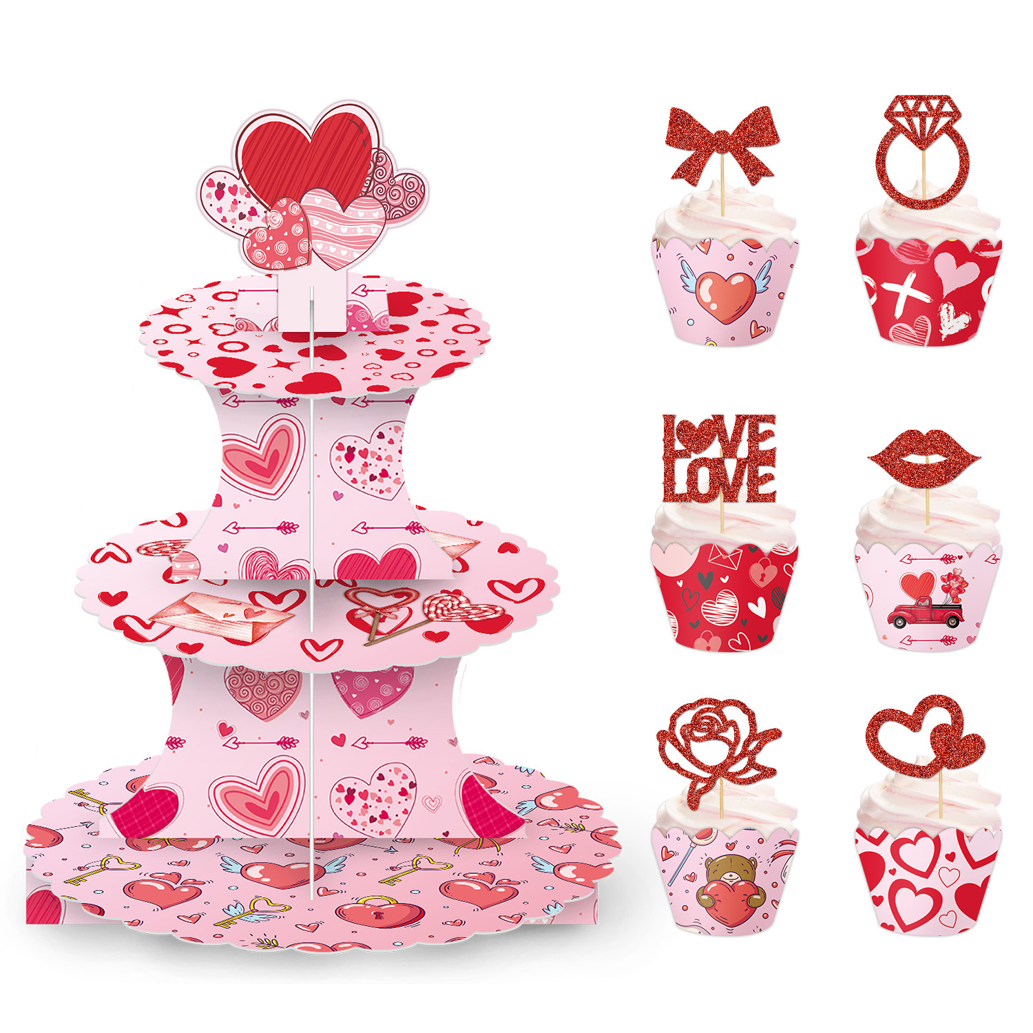 ฐานวางเค้ก + ขอบ*12ชิ้น + แผ่นรองเล็ก*12ชิ้น