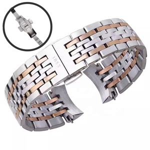 7 perles or rose deux tons 1853 T41 <span class=keywords><strong>bracelet</strong></span> de montre en métal à extrémité incurvée 19mm <span class=keywords><strong>bracelet</strong></span> de montre en acier inoxydable pour <span class=keywords><strong>bracelet</strong></span> <span class=keywords><strong>tissot</strong></span> - Product Image 3