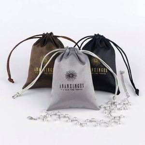 Sac cadeau en coton avec cordon de serrage 8*10cm pour bijoux, sac publicitaire en satin, emballage promotionnel, sac à poussière en toile personnalisé avec logo - Product Image 6