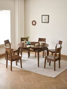 <b>solid</b> <b>wood</b> <b>dining</b> <b>table</b> set <b>round</b> <b>dining</b> <b>table</b> set <b>dining</b> room furniture extendable <b>table</b> set for apartment - Product Image 3