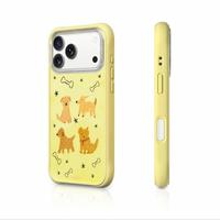 Coque de téléphone portable magnétique interchangeable avec motif animal, cadre en PET véritable à bords ondulés, compatible avec