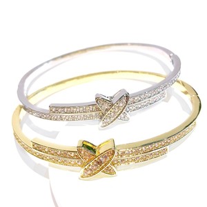 Cross Bangle Gold And White <b>Copper</b> Alloy Micro Insert Diamond Set Women's Party Jewelry Fashion Cuff <b>Bracelet</b> - Product Image 5