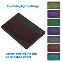 Keyboard Universal Ultra-tipis 10-inci, Nirkabel BT dengan Lampu Latar RGB, untuk Pad, Ponsel, Laptop