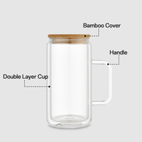 16oz Voyage Snowglobe Sublimation Tasse Gobelet Café Snow Globe Double Paroi Verre Tasses à Boire avec Poignée pour Bière Jus