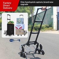Carro de Carga Plegable de Aleación de Aluminio Negro para Subir Escaleras, Carro de Mano Doméstico, Carro de Viaje Pequeño, Carro de Transporte con Asa
