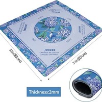 Tapis de mahjong américain carré de 33 pouces, imprimé oiseaux et hortensias, antidérapant, en caoutchouc, réduction du bruit, avec sac de rangement