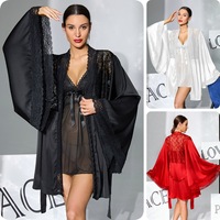 Ensemble de Nuisette Deux Pièces Sexy en Fibre de Polyester Col en V Respirant Style Européen et Américain pour l'Été – Noir et Blanc, Luxe Léger et Séduisant