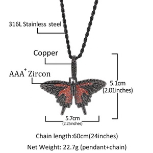 Collana con Piccola Farfalla <span class=keywords><strong>Rosa</strong></span> Ghiacciata con Catena in Acciaio <span class=keywords><strong>Oro</strong></span> <span class=keywords><strong>Rosa</strong></span> per <span class=keywords><strong>Donna</strong></span> e Uomo Gioielli <span class=keywords><strong>Rosa</strong></span> Baby all'Ingrosso - Product Image 6