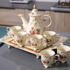 Discount European-style White Phnom Penh Embossed Rose Pattern Afternoon <b>Tea</b> Coffee <b>Set</b> and <b>Tea</b> <b>Set</b> - Product Image 3