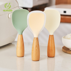 Cuchara de Arroz de Silicona Moderna y Duradera Hongjunda, Resistente al Calor, con Mango de Madera Vertical, Antiadherente, de Alta Calidad para Uso Doméstico - Product Image 1