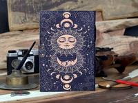Carnet en cuir vintage personnalisé pour hommes et femmes, promotion, logo personnalisé, carnet de croquis soleil et lune, papier aquarelle, style mini