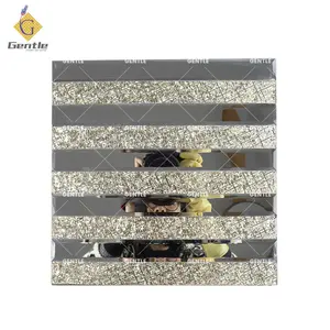 Long Strip Glass Mosaic Tile Shinning And Flower Pattern Self -stick Mosaic Low Cost Backsplash