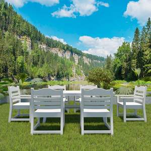 DB Pure <b>White</b> Patio <b>Dining</b> <b>Chair</b> with Armset Set of 2 Imitation Wood Grain Texture Wexture Made of HIPs Material - Product Image 5