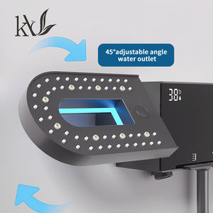 YaKe Ensemble de douche mural multifonction de luxe en laiton avec jet pluie, finition chromée, <span class=keywords><strong>barre</strong></span> coulissante et douchette à main - Product Image 2