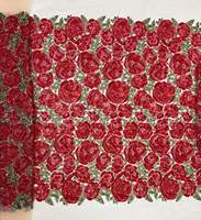 Tulle blanc, velours rouge, rose, broderie florale sur toute la surface, tissu multicolores, stock disponible, livraison rapide, États-Unis, Europe, Moyen-Orient