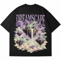 T-shirt graphique oversize pour homme, imprimé géométrique chromatique à effet de couleur changeante, coupe ample délavée, style streetwear, OEM