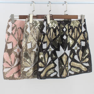 Minifalda con patrón geométrico para mujer, Falda corta con lentejuelas, longitud hasta la pierna, brillante, a la moda - Product Image 1