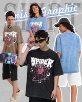 Camiseta Retro de Alta Calidad con Lavado Ácido para Hombre, Logotipo Personalizado, Algodón Grueso de 260 g/m², Corte Cuadrado, Estilo Vintage, Streetwear