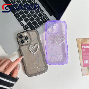 आईफ़ोन के लिए स्टाइल ग्लिटर वेव फ्रेम फोन केस 16 15 14 15 14 14 रचनात्मक पारदर्शी शॉकप्रूफ कवर - Product Image 1