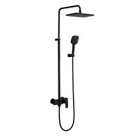 Système de douche de luxe noir mat à montage mural, mitigeur eau chaude/froide en laiton durable, vente directe usine