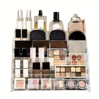 Boîte de rangement rectangulaire pour fards à paupières, support de présentation multicouche en acrylique pour poudre compacte, design moderne, capacité 18L