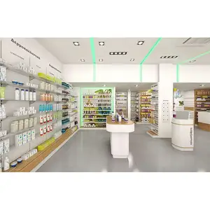 Farmacia दुकान आंतरिक सजावट प्रदर्शन रैक आधुनिक फार्मेसी स्टोर डिजाइन