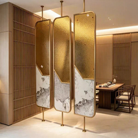 Paravent de luxe moderne doré, écran de séparation décoratif à motif marbré pour la maison, le bureau, l'hôtel, l'entrée