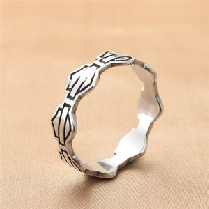 Shield Shape <b>Titanium</b> Steel <b>Ring</b> Men's Punk Style Geometric Design Silver Color Fashion Jewelry Gift 213001 - Product Image 3