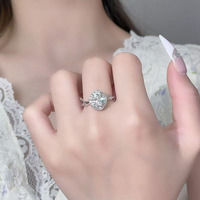 Bague de fiançailles pour femme en platine Pt950 avec diamant de laboratoire HPHT, taille ovale brillante, monture artistique à 4 griffes