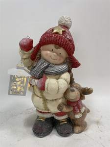 Vente en gros de décoration de Noël en magnésie pour garçon et père Noël avec lanterne statue en résine artisanale renne fait à la main décoration du nouvel an pour la maison - Product Image 3