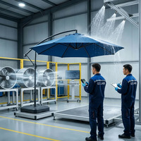 Grand parasol de patio bleu de 10 pieds, à suspension latérale, avec base croisée, pour jardin, piscine et terrasse