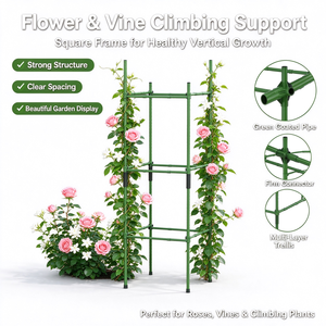 Arco de Jardín Cuadrado de Metal Verde para Enredaderas, Soporte para Plantas Trepadoras, Decoración de Exteriores para Rosas y Enredaderas - Product Image 1