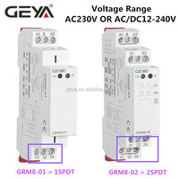Relais à verrouillage de mémoire SPDT 16A pour montage sur rail DIN miniature GRM8-02 AC230V AC/DC12-240V