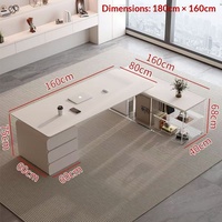 Bureau de direction haut de gamme extensible en métal moderne et luxueux avec plateau en acrylique et design mobile pour usage commercial