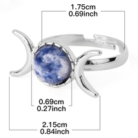 Nouvelle Lune Soleil Cristal Naturel Anneaux Réglable Améthyste Rose Quartz Sorcière Anneaux pour Femmes