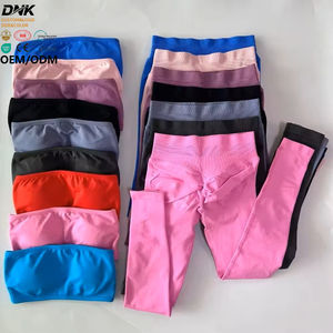 DCK-905 2-delige sportset dames rugloze bandeau sportbeha scrunch leggings yogakleding workout kleding outfits gymset - Product Image 1