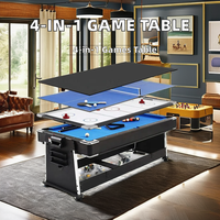 Table de sport 4-en-1 NB FAVOUR 7FT, table de billard, hockey sur air, tennis de table, plateau de table à manger en MDF avec coussin
