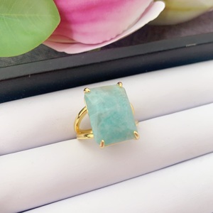 LS-B5657 di alta qualità in oro anello da dito per donna uomo natura amazonite lapis anello di pietre preziose moda <span class=keywords><strong>gioielli</strong></span> anelli nuovi alla moda - Product Image 5
