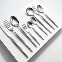 Ensemble de couverts de luxe en acier inoxydable 304 poli miroir forgé, durable, compatible lave-vaisselle, cuillère, fourchette, couteau pour mariage