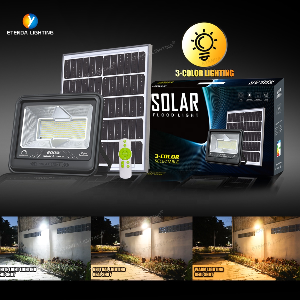 solar flood light warm white