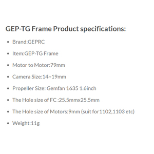 Pièces de rechange pour drone GEPRC GEP-TG Frame <span class=keywords><strong>Tinygo</strong></span> Series, compatible avec les drones DIY FPV Quadcopter, accessoires pour drones D Ji Mini 4k - Product Image 6