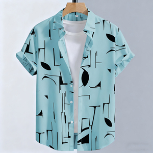 <span class=keywords><strong>Nueva</strong></span> Llegada Camisetas Blancas Casuales para Hombre con Patrón Geométrico, Blusa de Manga Corta, Suministro ODM - Product Image 4