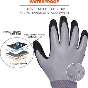 قفازات عمل شتوية من GLOVEMAN ، راحتين مطلية بالنتريل الرملي ، بطانة صوفية حرارية مقاومة للماء ، رمادية - Product Image 2