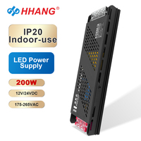 Alimentation électrique 200W 12V 24V, transformateur LED, driver à tension constante, IP20, alimentation à découpage pour intérieur, pour LED AC/DC
