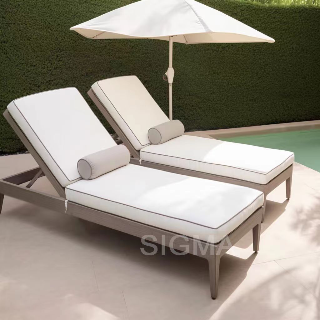 luxury hotel pool chaise lounge outdoor teak beach garden sun break daybed