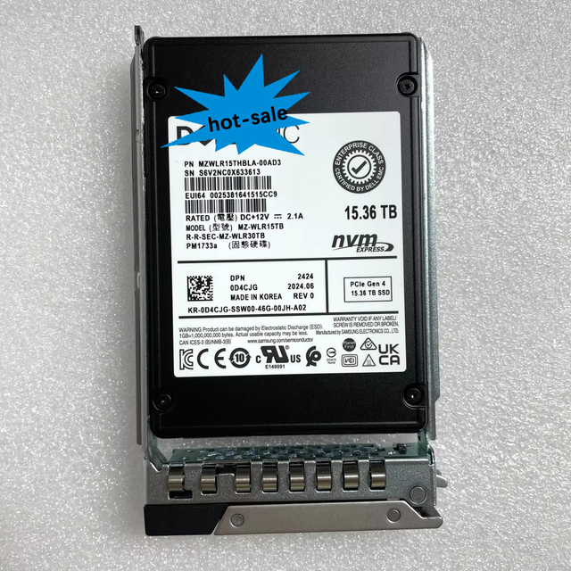PM1733a 15.36TB SSD U2 NVME PCIE4.0 0D4CJG MZWLR15THBLA-00AD3 Solid State Disk
