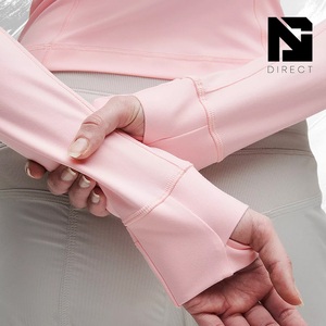 Chaqueta Corta para Mujer, Color Rosa Cuarzo Dorado, Manga Larga, Cuello Alto, con Cierre, de Secado Rápido - Product Image 4