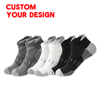 Chaussettes de sport en coton épaissies pour hommes, antidérapantes, doublées de polaire, respirantes, courtes, pour l'entraînement, le marathon, chaussettes de course tricotées